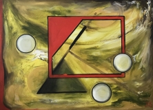Drei weiße Kreise 2020 50 x 70